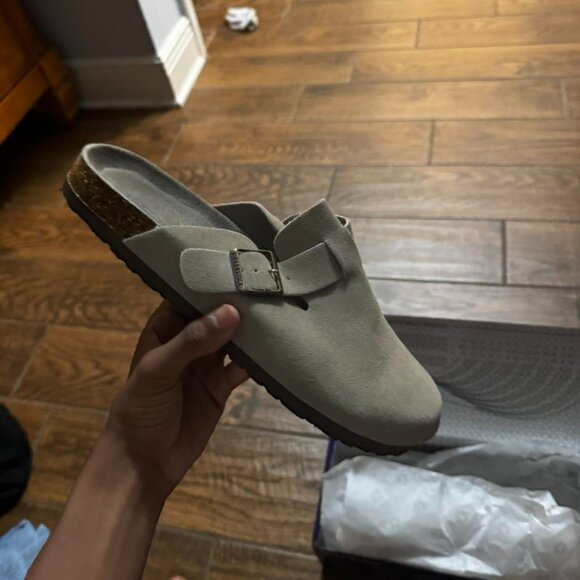 Birkenstock Boston Taupe suede clog sandal - Picture 1 of 7
